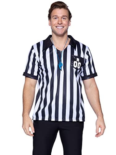 Leg Avenue Mens 2pc. Men's Referee Shirts with Whistle, MED/LGE, Black/White