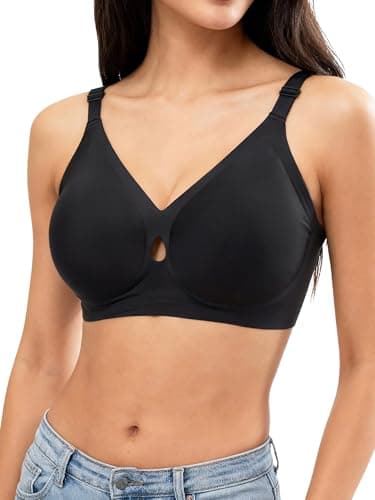 Kairela Bras for Women No Underwire Wireless Bras - Seamless Push Up Full Coverage Bralettes Comfortable Everyday Bra (US, Alpha, Large, Regular, Regular, black-2-piece Set)