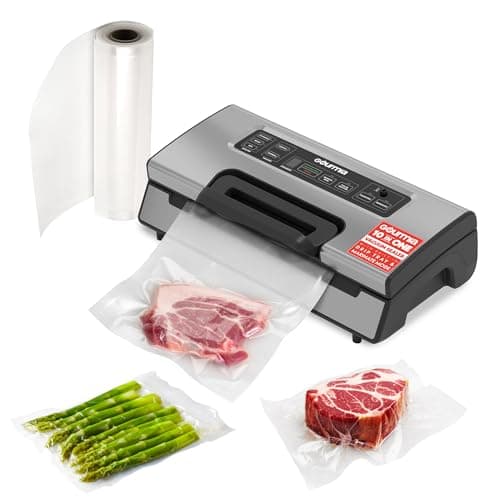 Gourmia Vacuum Sealer – Food Preservation System with Marinate Mode and Vacuum Hose, Pulse Control, LED Display, Built-In Cutter, Gentle & Normal Vacuum Options, Stainless Steel