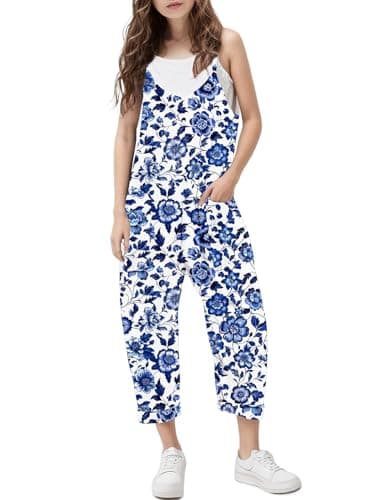 RAISEVERN Hawaiian Jumpsuit Romper For Tween Girls Jumper Outfit Size 13-14