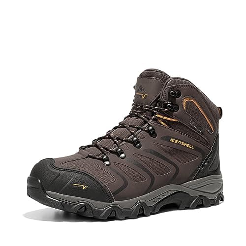 NORTIV 8 Men's Ankle High Waterproof Hiking Boots Outdoor Lightweight Shoes Trekking Trails Armadillo,Size 7,Brown/Black/Tan,160448_M