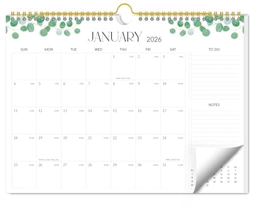 Aesthetic Wall Calendar 2026-2027, 18 Month Horizontal Hanging Calendar with Julian and Holiday Dates from January 2026 to June 2027, 14.5" x 11.5" Minimalist Modern & Simple Paper Wall Calendar for School, Home, Office