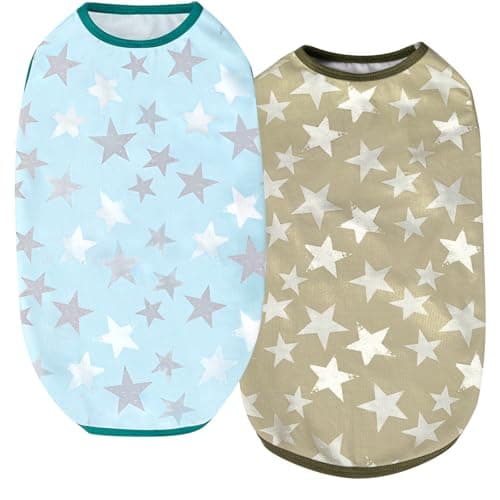 Dog Cooling Shirts, Uadonile 2pcs Dog Summer Clothes Pet Hawaiian Vest Breathable Lightweight Quick Dry, Doggie Cooling T-Shirts for Beach, Hiking, Walking, 2pack (Star, M)