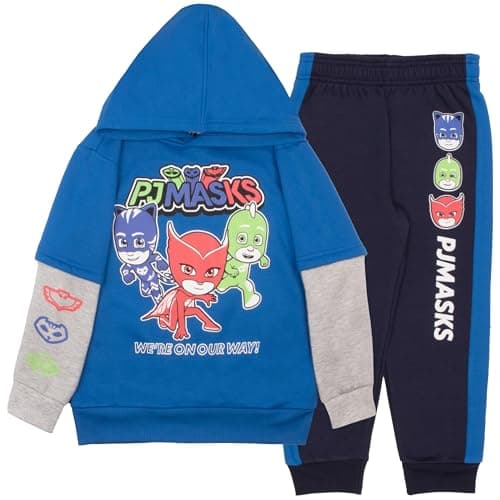 PJ Masks Boys Matching Sets Pullover Hoodie and Jogger Fleece Set for Boys 2 Piece Bundle with Graphic Print Sweatpants Set for Kids and Toddlers (Blue Size 5T)