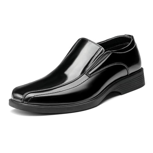 Bruno Marc Men's Square Toe Dress Loafers Shoes,Size 6.5W, 5-Black Pat,CAMBRIDGEWIDE-05