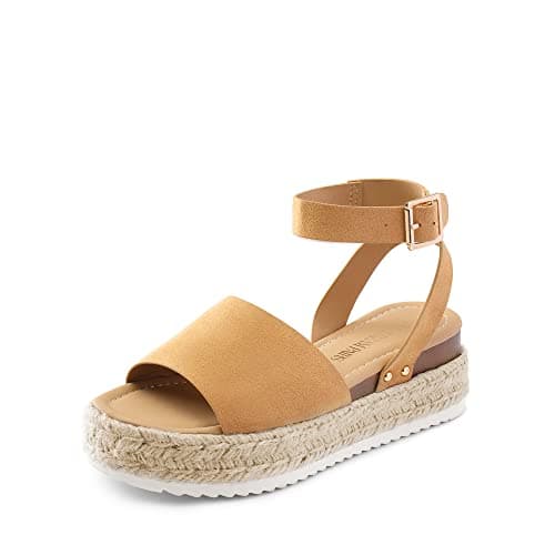 DREAM PAIRS Women's Platform Espadrilles Casual Ankle Strap Wedge Sandals Comfortable Dressy Summer Shoes,Size 7,Camal-Suede,SDPW2359W