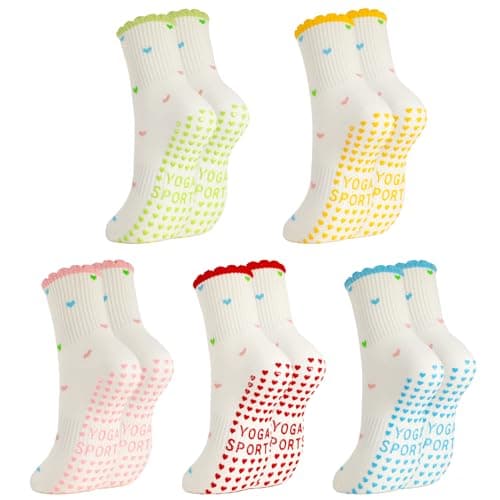 scenicamp Cute Pilates Socks for Women Ruffle Frilly Embroidery Yoga Sock