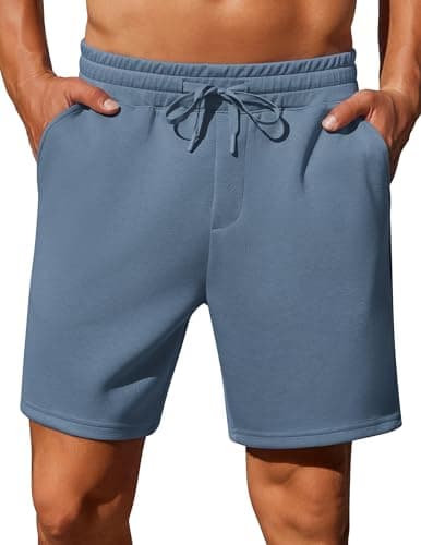 PINSPARK Mens Lounge Sweat Shorts, 7" Casual Elastic Waist Gym Workout Shorts with Drawstring Navy
