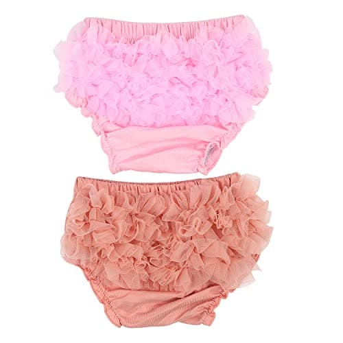 HOOLCHEAN Baby Infant Girls 2PCS Set Tulle Ruffle Bloomer (Pink & Dusty pink, M: 6-12 Months)