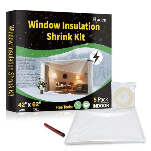 Window Insulation Kit for Winter,Plastic Shrink Film & Strong Tape, Indoor Thermal Seal to Block Drafts, Cold Air for Windows and Patio Doors,5-Pack(42"W x 62"T)