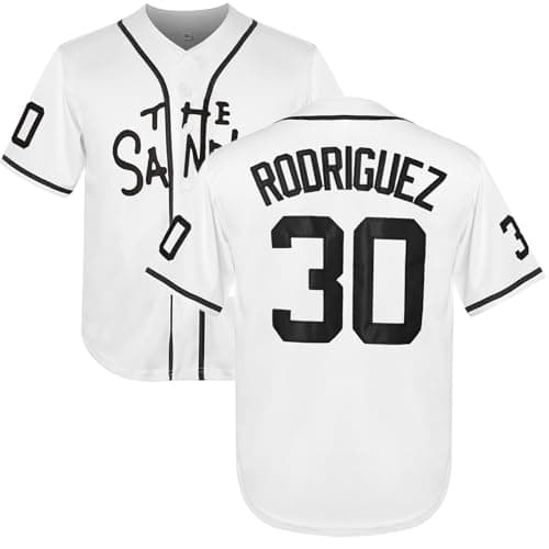 Youth Baseball Jersey 30 Stitched The Sandlot Benny The Jet Rodriguez Movie Boy's Baseball Jersey Gift for Kids(Small,30-White)