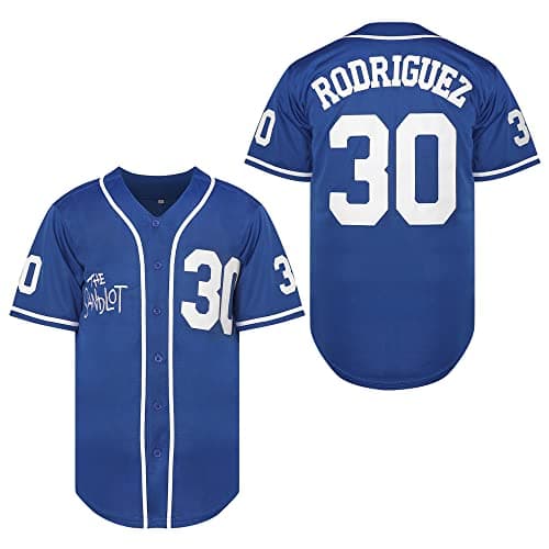 The Sandlot Benny Jersey The Jet Rodriguez Michael Squints Palledorous Alan Yeah-Yeah McClennan Movie Baseball Jersey(30 Rodriguez Blue,3X-Large)