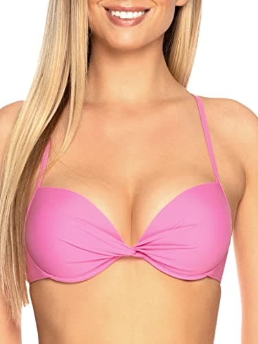 RELLECIGA Women's Push Up Bikini Top Twist Front Underwire Bathing Suit (Medium, Fuchsia)