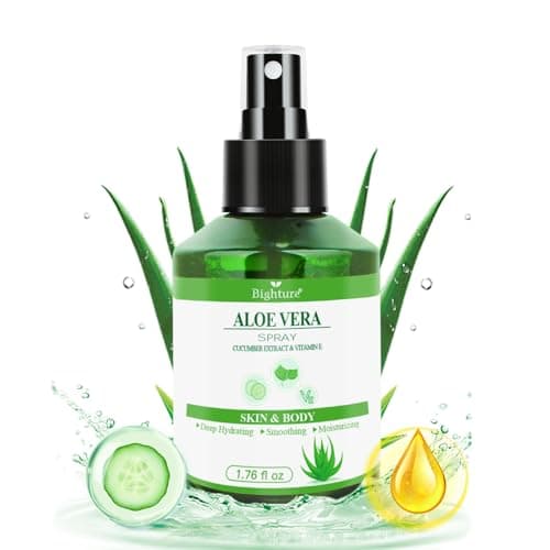 BIGHTURE Aloe Vera Spray for Hydrating Nourishing Facial Skin in Winter, Aoe Vera Spray Extract from Freshly-cut Aloe and Cucumber Essence for Moisturizing Skin, Fast Absorbing, Easy to carry, 1.73 oz