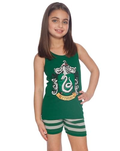 Harry Potter Slytherin House Crest Cotton Tank Short Pajama 2pc Set, Slytherin, 12