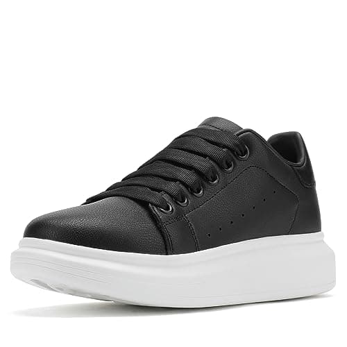 NewEndostar Women's Fashion Sneakers,Vibration Height Increase Shoes Lightweight Comfortable Casual Skateboarding Walking Shoes FullBlack 8.5