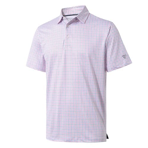 Men's Golf Shirts Dry Fit Short Sleeve Print Performance Moisture Wicking Patterned Polo Shirt for Men