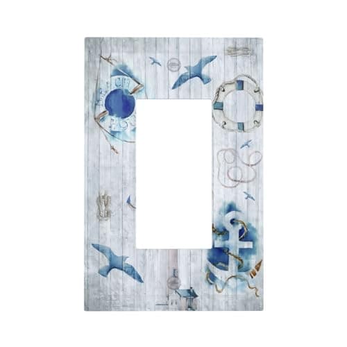 Anchors Plank Lighthouses Seabirds 1 Gang Rocker Light Switch Plate Single Decora Outlet Wall Cover Faceplate Decorative Wallplate For Kitchen Bathroom Bedroom Decor