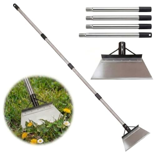 Garden Flat Shovel, Heavy Duty Edging Shovel with 60" Adjustable Long Handle, Stainless Steel Floor Scraper for Lawn Edging, Weed Removal, Snow & Ice Scraper, Sidewalk and Driveway Cleaning