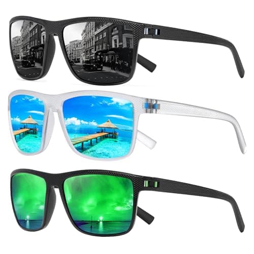 TURBOPEP Square Polarized Sunglasses for Men and Women Lightweight Frame Sun Glasses with UV Protection