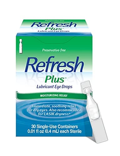 REFRESH PLUS Lubricant Eye Drops Preservative-Free Artificial Tears, 0.01 fl oz (0.4 mL), 30 Single-Use Containers