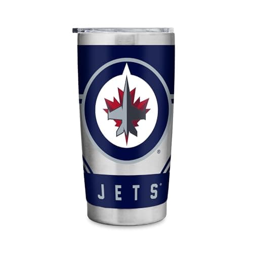 Rico Industries NHL Hockey Winnipeg Jets 20oz Stainless Steel Tumbler with Lid - Great For Coffee, Tea, Water or Cocktails