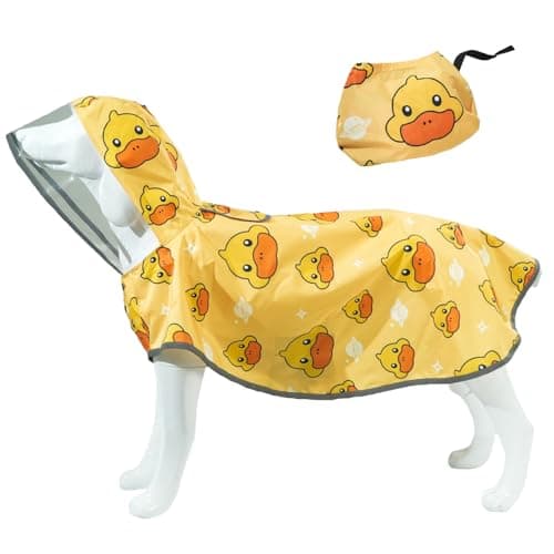 MAMORE Dog Raincoat, Waterproof Rain Jacket with Hood for Small Medium Large Dogs and Puppies, Packable Dog Poncho, Reflective, Adjustable (Yellow Duck, Medium)