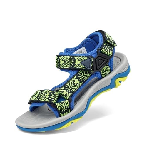 DREAM PAIRS Boys Girls Sandals Kids Adventurous Light-Weight Adjustable Straps Summer Water Shoes (Toddler/Little Kid/Big Kid),Size 9 Toddler,Royal/Neon/Green,170892-K