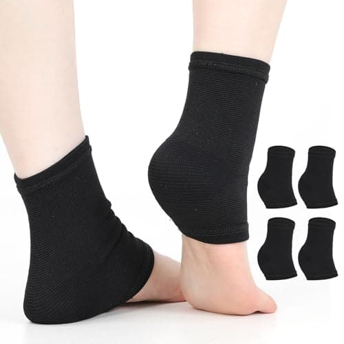 LLOUSSAK 2 Pair Kids Compression Socks Ankle Brace for Sports, Elastic Kids Ankle Support, Knitted Ankle-Sleeve for Jogging Running Fitness (Black 5-10 Years)