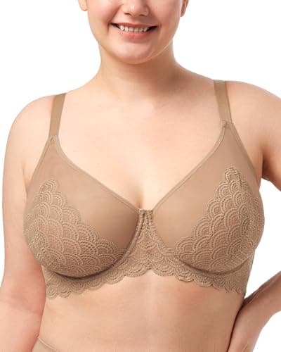 HSIA Minimizer Bras for Women, Full Coverage Underwire Lace, Mermaid Scales