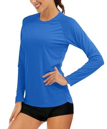 MAGCOMSEN Women's Long Sleeve Sun Protection Shirts - Lightweight, UV Protection, Summer T-Shirts in Blue, Green