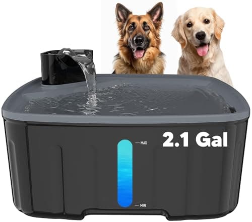 Dog Water Fountain for Large Dogs, 2.1GAL/8L/270oz Large Dog Water Fountain Bowl for Dog Inside,Dog Fountain with Water Level Window and Shortage LED Reminder, Ultra-Quiet Pump,Water Fountain for Dog