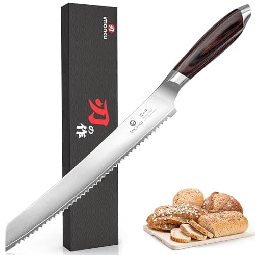 imarku Bread Knife, Professional 10 Inch Serrated Bread knives for Homemade Sourdough, High Carbon Stainless Steel, Razor Sharp Edge Bread Cutting Knife for Bread Cake, Birthday Gifts for Women Men