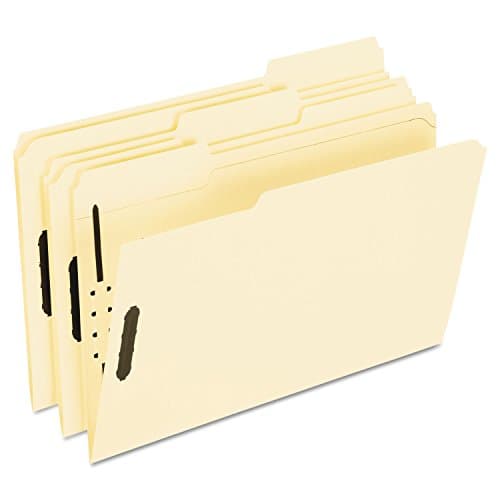 Pendaflex Manila Fastener Folders, Legal Size, 2 Fasteners, 1/3 Cut, 50/BX (FM313EE)