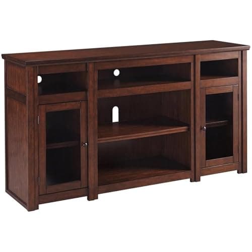 Signature Design by Ashley Harpan Traditional TV Stand Fits TVs up to 70", 3 Adjustable Shelves, 2 Storage Cabinets, Brown