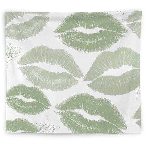 WNAGT Trendy Black and White Kiss Lips Tapestry Wall Hanging, Funky Makeup Wall Decor, Fashion Aesthetic Wall Blanket Decor for Girls Room College Dorm Makeup Room Beauty Room, 50x60 Inch