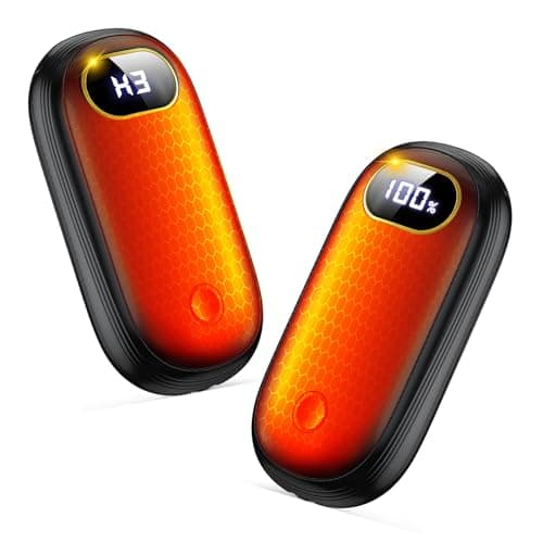 Electric Hand Warmers Rechargeable with Flashlight, LED Display, 17Hrs Warmth, Dual-Side 4 Levels Fast Heating Portable Pocket Heater for Hunting, Camping, Golf, Outdoor, Gifts for Women/Men