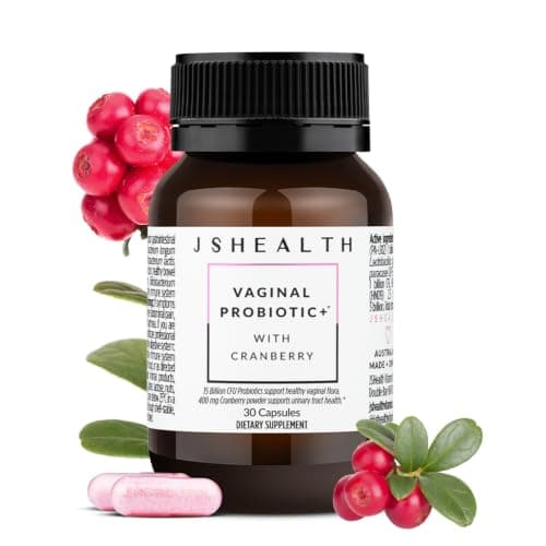 JSHealth Vaginal Probiotic for Women. Shelf-Stable Probiotic for Urinary and Vaginal Health. Cranberry and Lactobacillus Strains. Nutritionist-Formulated (30 Capsules)