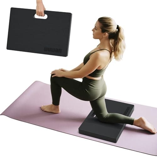 WUWAN Yoga kneeling mat, 1.5inch Thick,Knee Push-ups, Plank Support & Yoga Elbows/Knees Mat Provides Cushion for Kneeling & Elbows (Black with leather front)