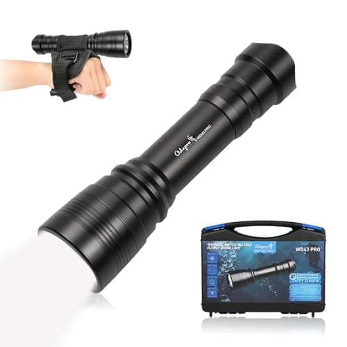 Odepro WD43PRO Scuba Diving Light, 1050 Lumens Dive Torch, Underwater 150m Waterproof Flashlight with Wrist Strap, 4 Modes Compact Backup Light for Night Diving, Snorkeling, Cave