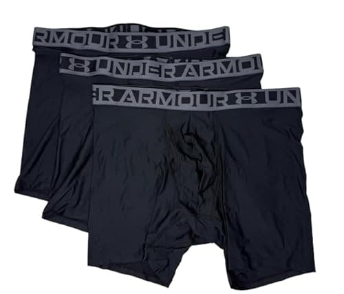 Under Armour Essential Tech Mesh Boxerjock 6" Inseam 3-Pack Men's Underwear, Medium, Black/Black/Black