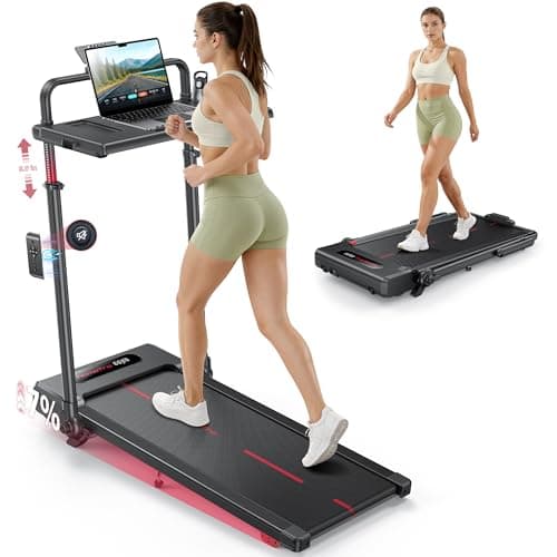 Walking Pad Treadmill with Removable Desk Workstation, 3 in 1 Foldable Treadmill with Adjustable Handle Bar for Home/Office, Treadmills for Home with Magnetic Remote & APP Control