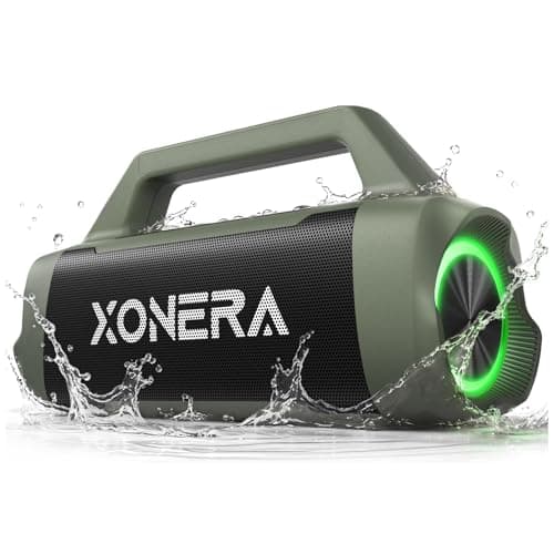 Xonera Speakers Bluetooth Wireless, 80W Peak Loud Outdoor Speaker with Bass, 20H Playtime, IPX6 Waterproof, TWS,BT5.3, Portable for Camping Hiking Boating Pool Beach, Olive Green