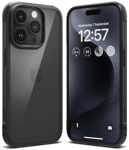 Ringke Fusion Bold for iPhone 15 Pro Max Case, Textured Sides for Grip, Anti-Yellowing Technology, Clear Back to Show Phone Color - Black