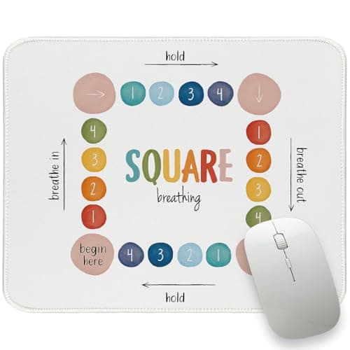 Mental Health Mouse Pads, Square Breathing Small Mouse Pad Travel Rectangle, Inspirational Mental Health Office Computers Desk Mats for Women Girls Inspirational Gifts 11.8x9.8