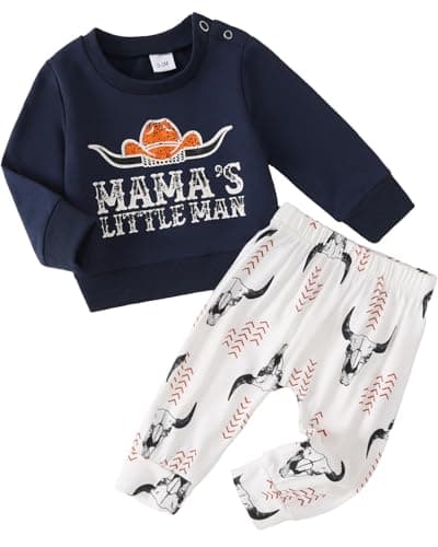 Yvowming Baby Boy Clothes Fall Clothes Truck Print Long Sleeve Pullover Tops + Pant Sets Toddler Winter Outfits (Naby Blue, 6-12 Months)