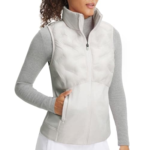 M MAELREG Womens Puffer Vest Lightweight Performance Mock Neck Winter Sleeveless Jacket for Women with Workout