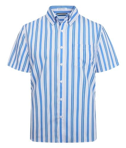 Alex Vando Mens Wrinkle Free 4-Way Stretch Business Casual Dress Shirt,Blue/Yellow 01,S