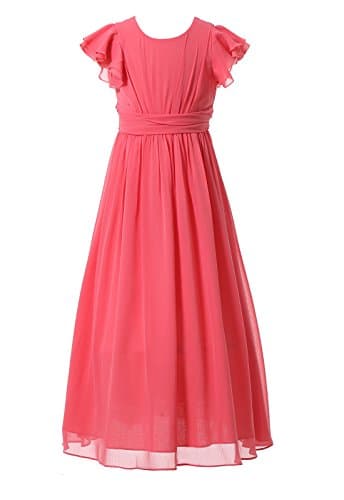 Happy Rose Junior Bridesmaid Dress Prom Party Dresses Long Flower Girl's Dress Coral 14