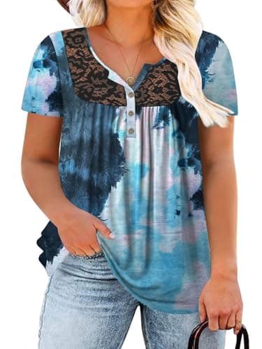 Plus Size Tops for Women 5X Trendy Henley Shirt Sexy Buttons Up Blouses ZR02